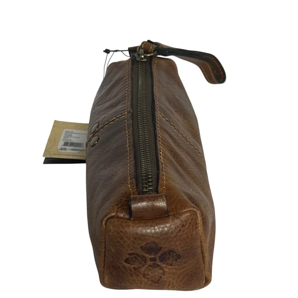 Patricia Nash Isla‎ Cosmetic Case Womens Cognac Distressed Vintage Leather Pouch